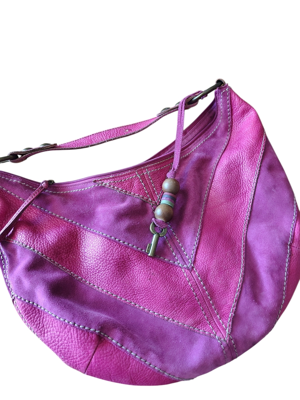 Fossil Women's Pink Suede Hobo Bag - Picture 2 of 5